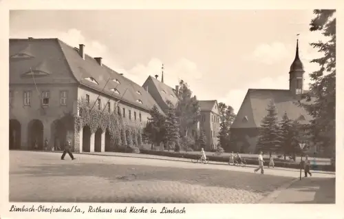 Limbach-Oberfrohna Rathaus und Kirche gl1957 193.116