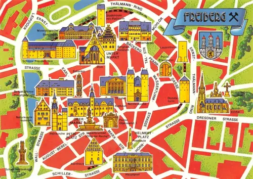 Freiberg (Sachsen) Stadtplan-AK ngl 193.190