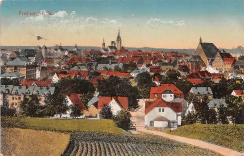 Freiberg (Sachsen) Gesamtansicht mit Militärstempel feldpgl1916 193.188