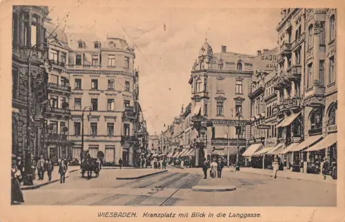 Wiesbaden Kranzplatz mit Blick in die Langgasse gl1921 193.549