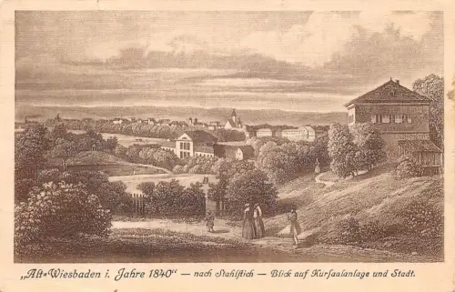 Wiesbaden Blick auf Kuranlage i. Jahre 1840 gl1922 193.704