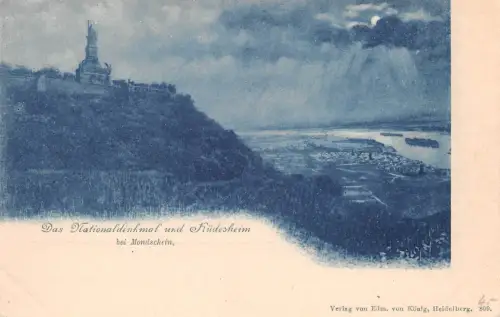 Rüdesheim a. Rhein Nationaldenkmal bei Mondschein ngl 193.794