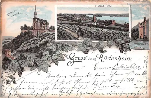Rüdesheim a. Rhein Litho Mehrbildkarte gl1901 193.818