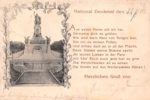 Rüdesheim a. Rhein Nationaldenkmal mit Spruch gl1906 193.871