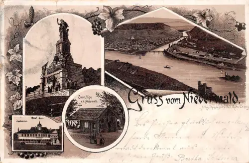 Rüdesheim a. Rhein Nationaldenkmal Litho Mehrbildkarte bahnpgl1898 193.911