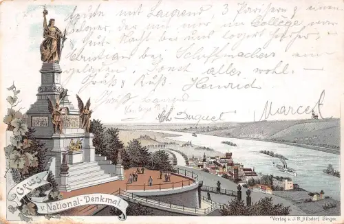 Rüdesheim a. Rhein Nationaldenkmal Litho gl1898 193.912