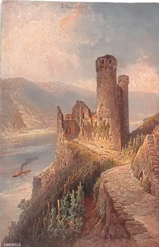 Ehrenfels a. Rh. Panorama Künstlerkarte ngl 193.921