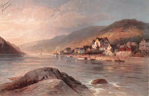 Assmannshausen a. Rhein Panorama Künstlerkarte ngl 193.936