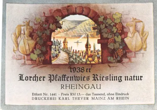 Lorch a.R. Werbung für Druck Weinetikett ngl 193.961