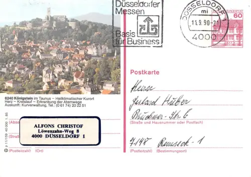 Königstein im Taunus Ganzsache P 138II gl1990 194.106