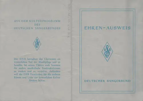 Diez-Aull Deutscher Sängerbund Ehrenausweis ngl 194.212