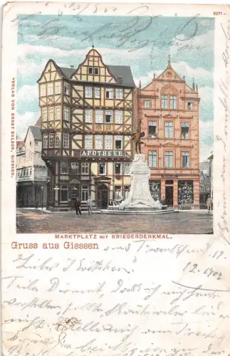 Gießen Marktplatz mit Kriegerdenkmal gl1902 194.267