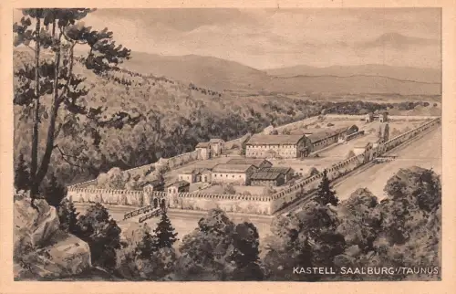 Homburg v.d.H. Kastell Saalburg Gesamtansicht Künstlerkarte ngl 194.586