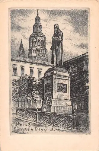 Mainz Gutenberg-Denkmal Künstlerkarte ngl 195.138