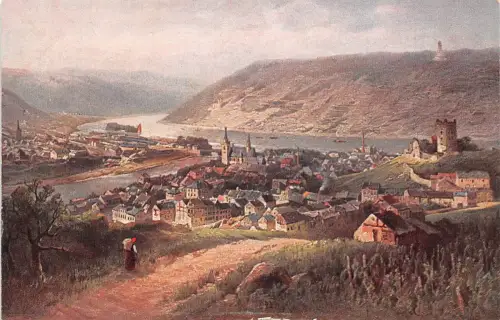Bingen am Rhein Panorama Künstlerkarte ngl 195.368