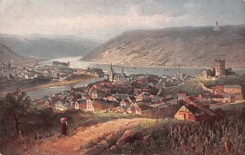 Bingen am Rhein Panorama Künstlerkarte gl1927 195.365