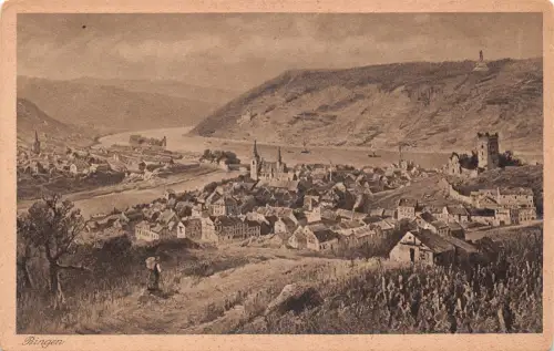 Bingen am Rhein Panorama Künstlerkarte ngl 195.366