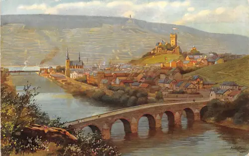 Bingen am Rhein mit Burg Klopp Künstlerkarte ngl 195.379