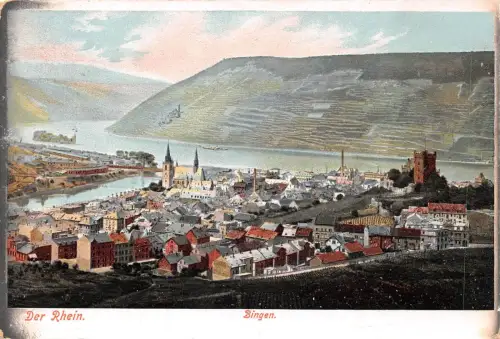 Bingen am Rhein Panorama mit Drususbrücke ngl 195.387