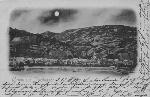 Bacharach am Rhein Mondscheinlitho Panorama gl1900 195.437