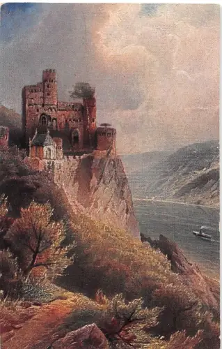 Burg Rheinstein Panorama Künstlerkarte ngl 195.473