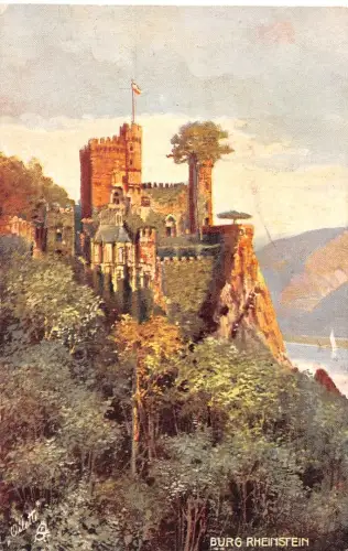Burg Rheinstein Panorama Künstlerkarte ngl 195.470