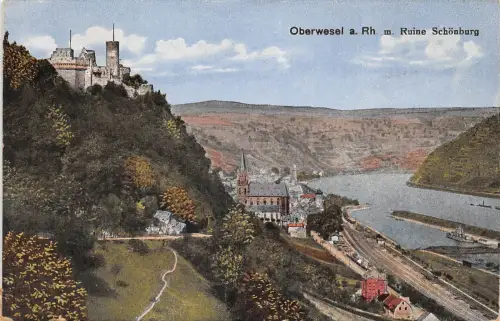 Oberwesel am Rhein mit Ruine Schönburg ngl 195.488