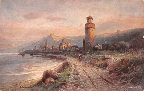 Oberwesel am Rhein Panorama Künstlerkarte gl1927 195.487