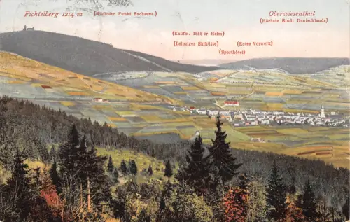 Oberwiesenthal Panorama mit Fichtelberg gl1922 195.692