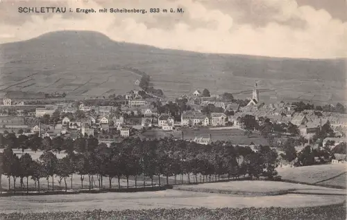 Schlettau Panorama mit Scheibenberg gl1915 195.815