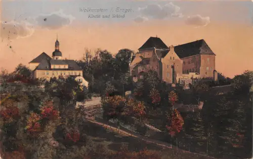 Wolkenstein i.Erzgeb. Kirche und Schloß feldpgl1915 196.008