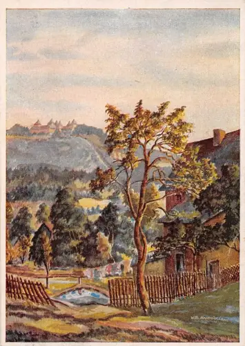 Augustusburg Blick auf die Augustusburg Künstlerkarte sign. ngl 196.084