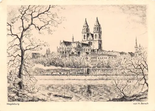 Magdeburg Dom Teilansicht Künstlerkarte ngl 196.126