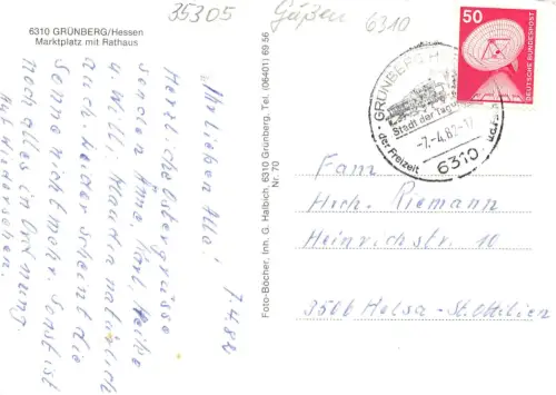 Grünberg / Hessen Marktplatz mit Rathaus gl1982 196.313
