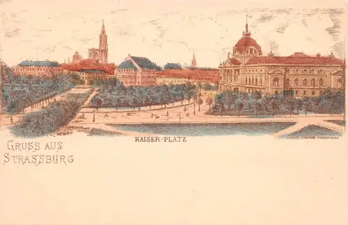 Elsass Strasbourg Kaiser-Platz Künstlerkarte ngl 196.418