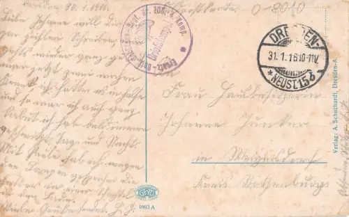 Militär-Briefstempel I.WK "II. Ersatz-Batl…" gl1916 196.463