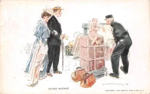 Humor Excess Baggage USA Künstlerkarte sign. gl1909 196.479