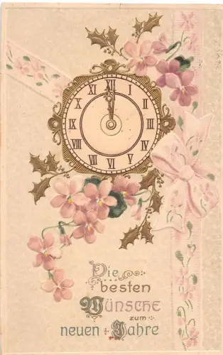 Prägekarte Glückwunsch Neujahr Uhr gl1925 196.540