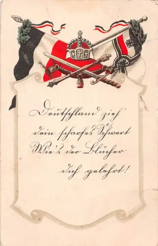 Militär Feldpostkarte fahnen Krone Schwert feldpgl1916 196.550