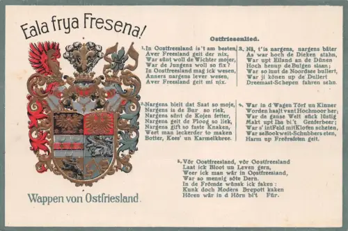 Wappen von Ostfriesland Ostfriesenlied Prägekarte ngl 196.548