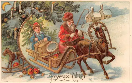 Weihnachtsmann Joyeux Noel Prägekarte gl1905 196.554