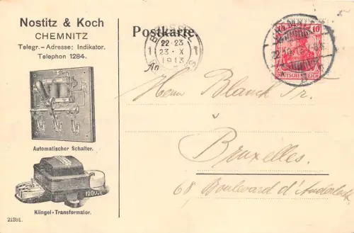 Reklame Nositz & Koch Elektrik, Chemnitz gl1913 196.575
