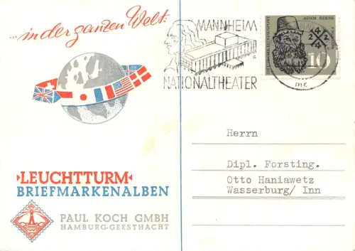 Reklame "Leuchtturm" Briefmarkenalben Paul Koch GmbH Hamburg gl1959 196.567