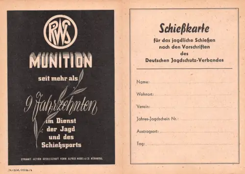 Reklame RWS Munition Schießkarte ngl 196.579