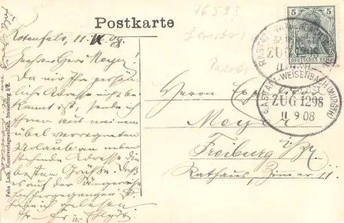 2x Bahnpoststempel ZUG 1298 Rastatt-Weisenbach (Murgth.) gl11.9.08 196.638