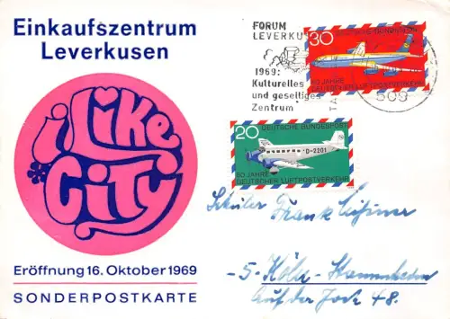 Leverkusen Sonderpostkarte Eröffnung Einkaufszentrum gl1969 196.649
