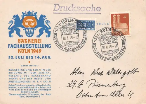 Köln Drucksache Bäckerei Fachausstellung 1949 gl10.8.49 196.664