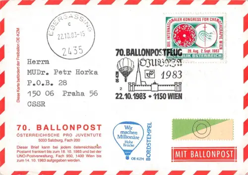 Österreich 70. Ballonpost 1983 gl22.10.1983 196.652