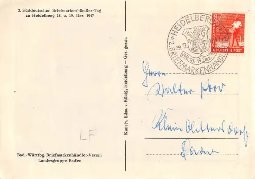 Heidelberg Briefmarken-Händler-Tag 1947 ngl 196.683