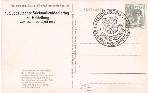 Heidelberg Briefmarken-Händler-Tag 1947 ngl 196.684